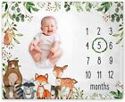 Woodland Baby Monthly Milestone Blanket, Woodland Animals Baby Growth Chart M...