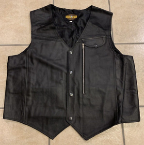 New ListingMen's Large Barney’s Leather Black Motorcycle Biker Leather Vest