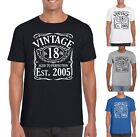 Mens Vintage Since 2005 T Shirt 18th Birthday 2023 Funny Gift Idea Black Navy