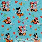 BonEful Fabric FQ Cotton Quilt Blue White Disney Minnie Mouse US Star Daisy Duck