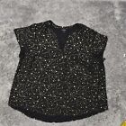 Torrid Women's Plus Size 3 Blouse Top Short Sleeve Black Geometric Polyester V-N