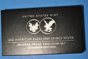American Eagle 2021 One Ounce Silver Reverse Proof 2 Coin Set Designer 21XJ