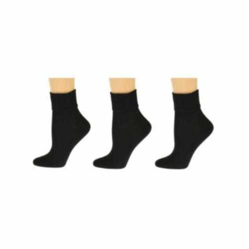 Turn Cuff Organic Cotton Seamless Toe 3 Pair Soft Socks, Women Active Wear Socks