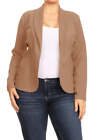 MOA Collection Long Sleeve Open Front Waist-Length Blazer Jacket