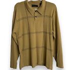 M.E. Sport Collection Henley Sweater Mens Brown Vintage Collar Knit Casual Plaid