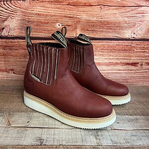 Mens Work Boots lightweight Pull On Leather oil slip resistant Ankle Booties