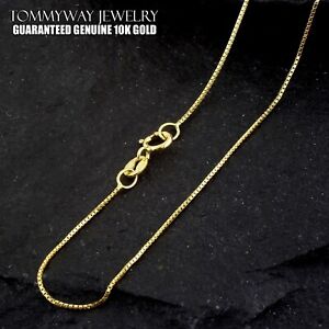 Guaranteed 10K Yellow Gold Solid Box Chain Necklace 0.6mm 14