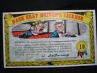 1964 Topps, Nutty Awards #10  Back Seat Driver's License  - Excellent Condition 