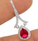 2CT Ruby & White Topaz 925 Sterling Silver Pendant Jewelry