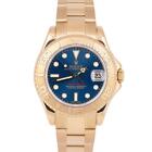 MINT Rolex Yacht-Master Blue 18K Yellow Gold Mid-Size 35mm 168628 Date Watch