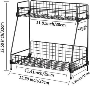 2 Layer Bathroom Kitchen Countertop Organizer Wire Basket Storage Rack Shelf USA