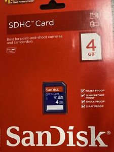 New Sandisk SDHC Secure Digital High Capacity Card 4GB Class 4 Camera Camcorder