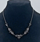 Sparkly Nordstroms VCLM Brand Silver Tone 18” Necklace Black Clear Rhinestones