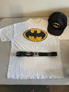 BATMAN LOT Vintage Single Stitch Shirt, Vintage Otto hat, Seat Buckle Belt