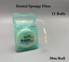 12 Rolls 50m Dental Sponge Floss Oral Hygiene Teeth Cleaning Mint Tooth Flosser