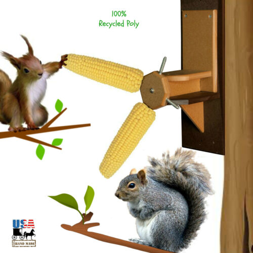 SPINNING SQUIRREL FEEDER Fun Entertainment 100% Recycled Poly Amish Handmade USA