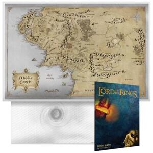 2021 .999 Silver Coin Lord Of The Rings Middle Earth Map 35g ONLY 2000 MINTED