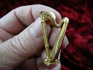 (M-206-A) HARP tac pin BROOCH tack 24k gold plate LYON & HEALY love little harps