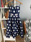 Chi Chi London Tea Party Cocktail Derby polka dot Dress Fit & Flare UK 8 tall