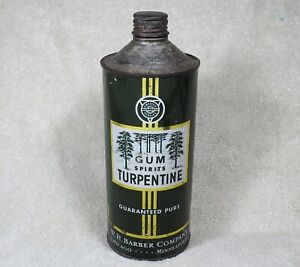 Vintage Gum Spirits Turpentine Cone Top One Quart Tin/Can – W.H. Barber Co.