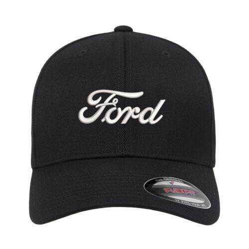 Ford Logo Embroidered Flexfit Fitted Baseball Cap Hat F-150 Mustang Focus