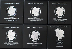2021 Morgan and Peace Dollar 6 Coin Set Set PCGS 70