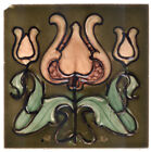 Henry Richards - c1904 - Triple Tulip Floral - Antique - Art Nouveau - Tile