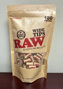 RAW Pre-Rolled WIDE Tips Filter Tips - 180 count Bag~Ready To Use