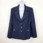 CAbi Blue Pinstripe Snap Front Blazer Jacket size 10