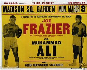 MUHAMMAD ALI v JOE FRAZIER World Heavyweight BOXING Window Poster 1971 Preprint