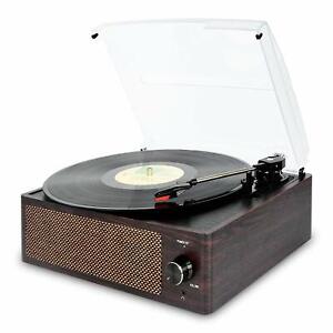 Bluetooth Vintage Vinyl Record Player Belt-Driven 3-Speed Turntable  Aux Input
