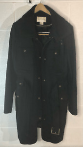 EUC Worthington Wool Blend Trench Coat Women’s M Black Pockets Button & Zip