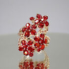 Natural Ruby & Padparadscha Sapphire Set In Flower Style 925 Silver Ring #7