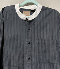 Scully Shirt Men XXL Black Striped Western Button Band Collar Frontier Rodeo