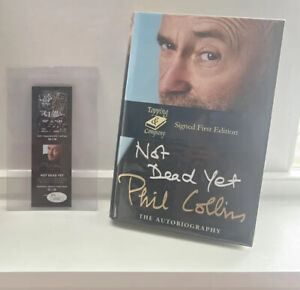 Phil Collins Not Dead Yet Signed 1st Edition Book w/ Signed Bookmark!! JSA Cert