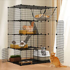 Large Cat Cage Enclosure Metal Wire 4-Tier Kennel DIY Playpen Catio w/ Hammock