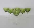 ANTIQUE CRYSTAL GLASSES GREEN CUT VAL SAINT LAMBERT BELGIUM LIME PORT BRANDY