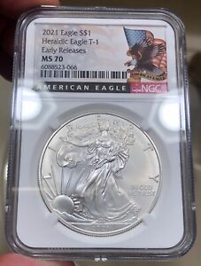 New Listing2021 Type 1 American Silver Eagle graded MS70 by NGC Early Releases MILKY
