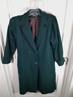 Vintage Jofeld Womens Green Long Trench Wool Blend Coat Double Breasted USA 42