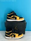NIKE Air Jordan Kids Yellow and Black Jordan 1 Mid Sneakers Size-6.5Y