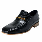 Versace Men's Black Croc Print Leather Loafers Shoes Sz 6 7 8 11.5