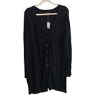 NEW Dialogue Women's 3X Black Silk Casmere Cardigan Sweater Long Sleeve Buttons