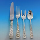 Rose by Stieff Sterling Silver Flatware Set For 12 Service 48 Pieces Repousse