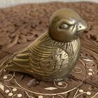 Vintage Small Brass Bird Figurine Paperweight Detailed Feathers Approx. 2” Tall