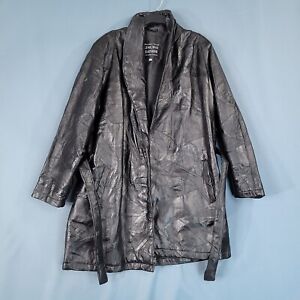 Italian Stone Design Genuine Leather Navarre Trench Coat Belted Lined Size XL