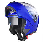 AHR Flip up Modular Full Face Motorcycle Helmet Dual Visor Motocross Blue XL