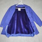 London Fog Women’s Coat Size 16 Blue Faux Fur Zip Liner Midi Long Jacket Vintage