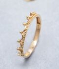 Real 14K Solid Gold Thin Crown Ring, Princess Crown Ring, Queen Ring
