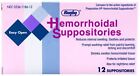 Rugby Hemorrhoidal Suppositories for Burning, Itching - 12 Count | Preparation H