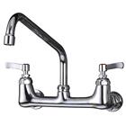 Commercial Kitchen Faucet 8 Inches Center Wall Mounted 360°Swivel Sink Mixer Tap